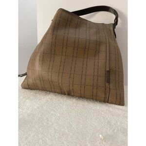 Calvin Klein Hobo Bag Womens Brown Leather Lined  Strap Zip Top Logo